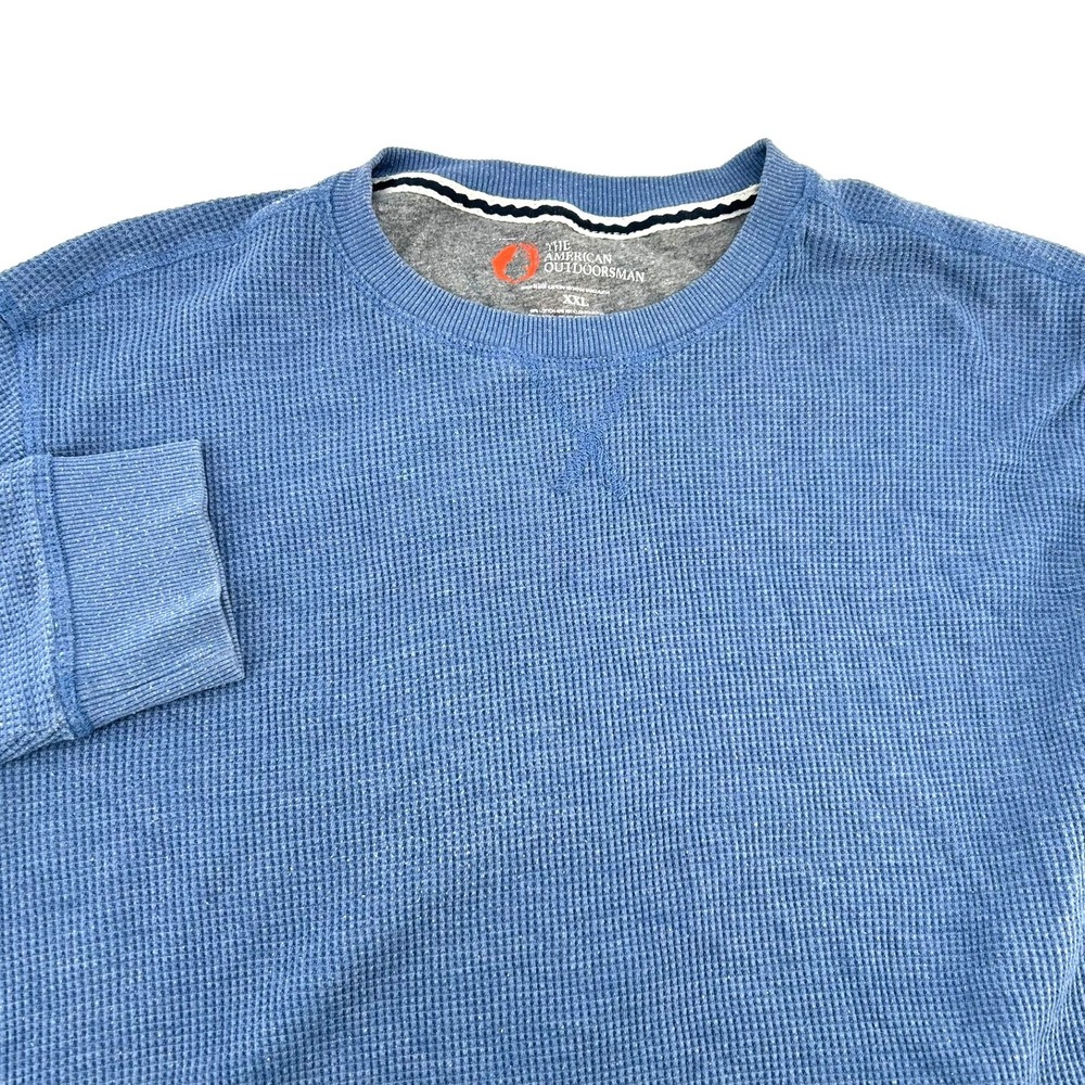 The American Outdoorsman Mens XXL Blue Waffle Knit Thermal Long Sleeve Shirt